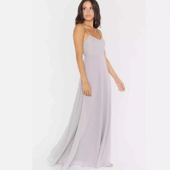 NWOT SHOW ME YOUR MUMU Faith Maxi Dress Dove Grey Chiffon XXS - Picture 1 of 11
